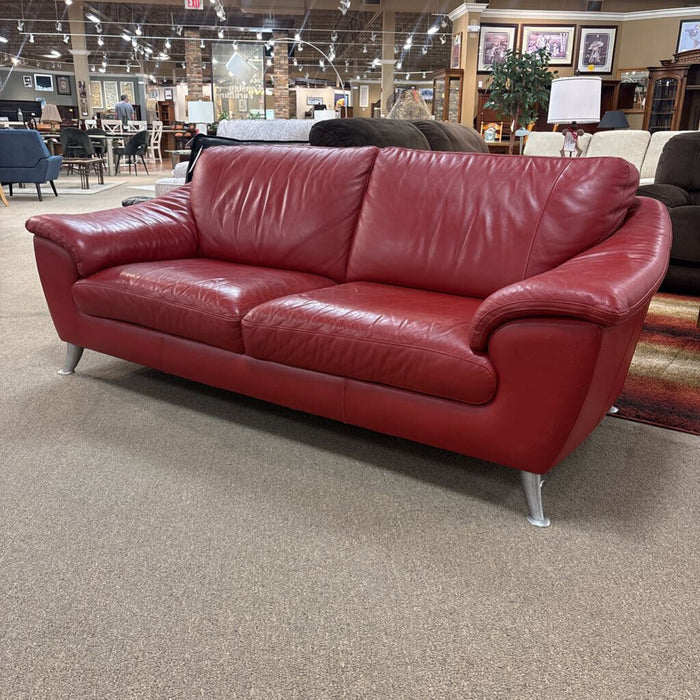 Red Leather Modern Loveseat (KHK