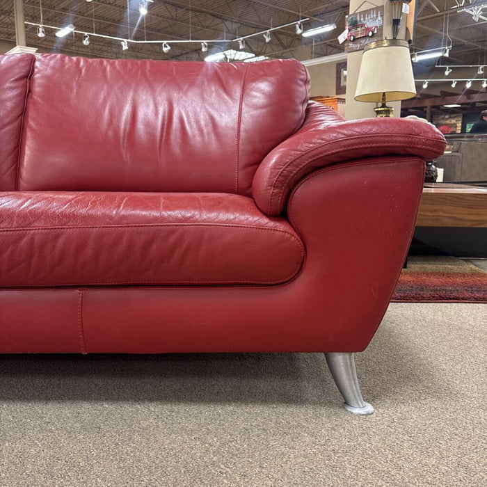 Red Leather Modern Loveseat (KHK