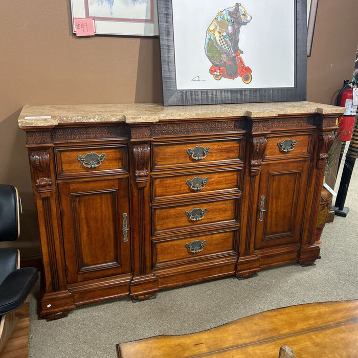 2-Door 5-Drawer Stone Top Buffet (BLLK)