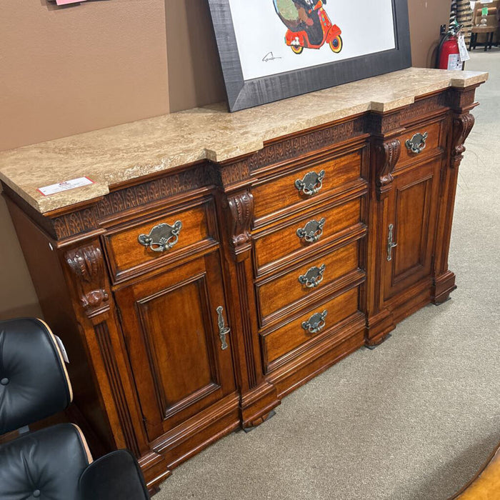 2-Door 5-Drawer Stone Top Buffet (BLLK)