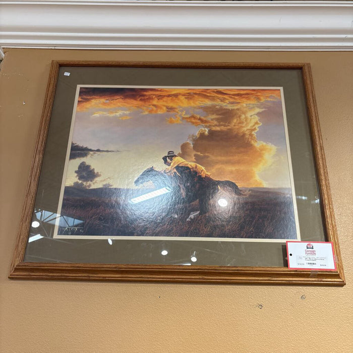 "Man in Yellow on Horse" Framed Art(BAH)