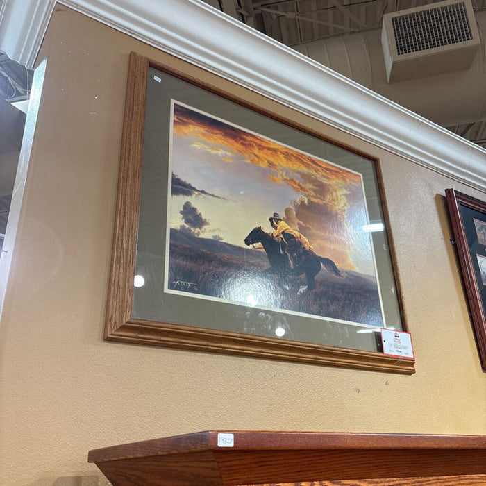 "Man in Yellow on Horse" Framed Art(BAH)