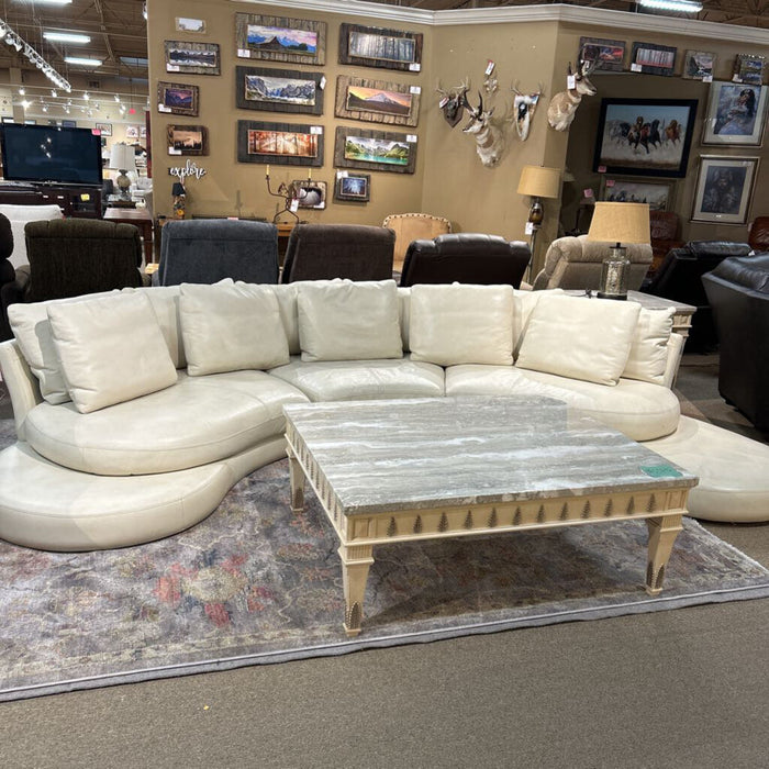 3PC White Leather Sectional(LBMK)