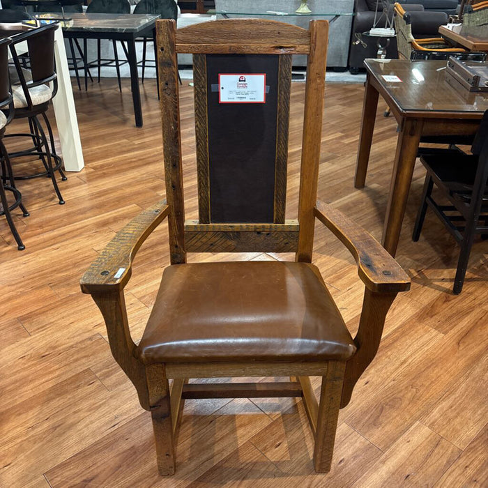 S/2 Wooden Leather Captain Chairs (BTK)