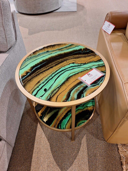 Gold Black Jade 2 Tier Resin GT Table (SHH)