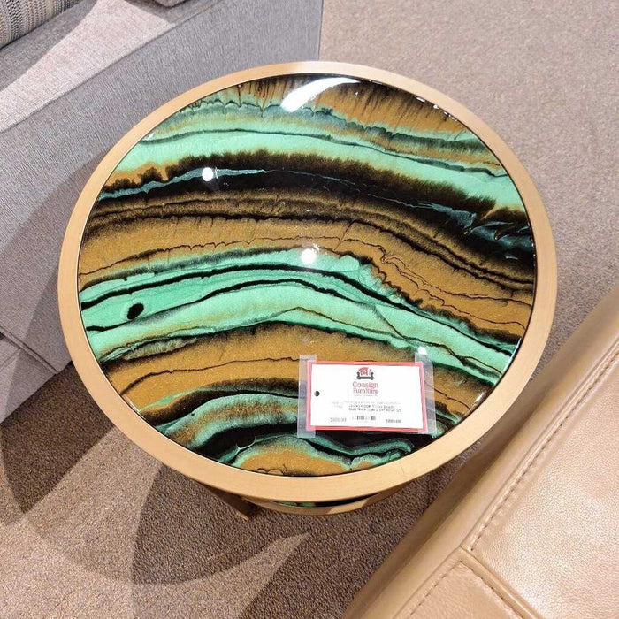 Gold Black Jade 2 Tier Resin GT Table (SHH)