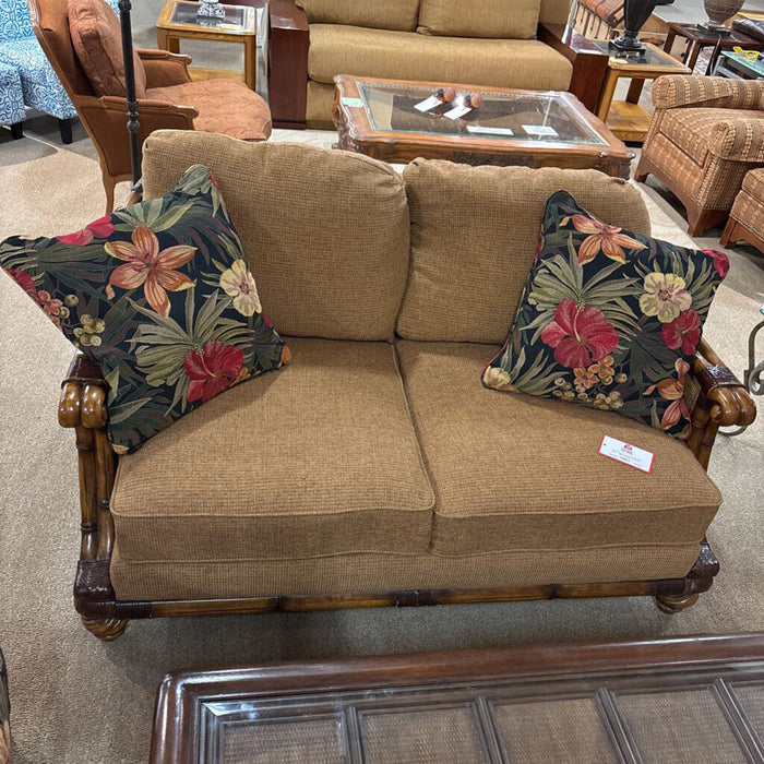 Fabric+Wood Carved Loveseat (ALK)
