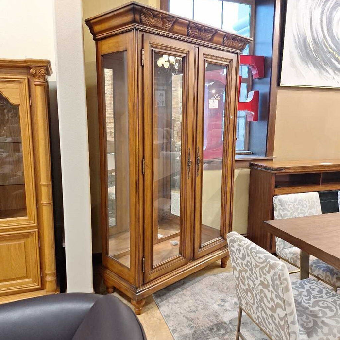 Carved Wood Glass Plane - 2Door Curio (SKH)