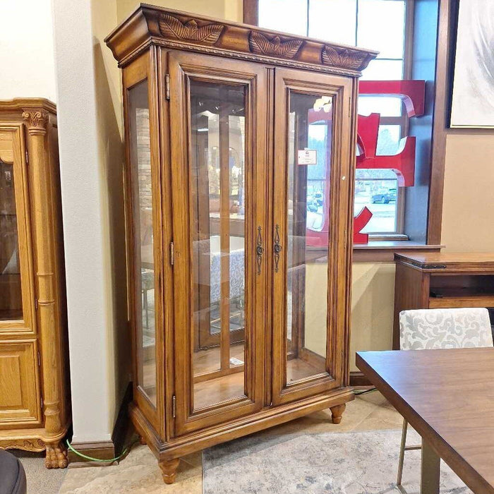 Carved Wood Glass Plane - 2Door Curio (SKH)