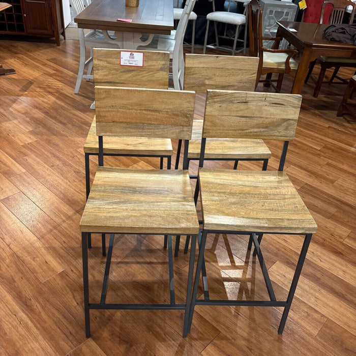 S/4 Wood+Metal Stools
