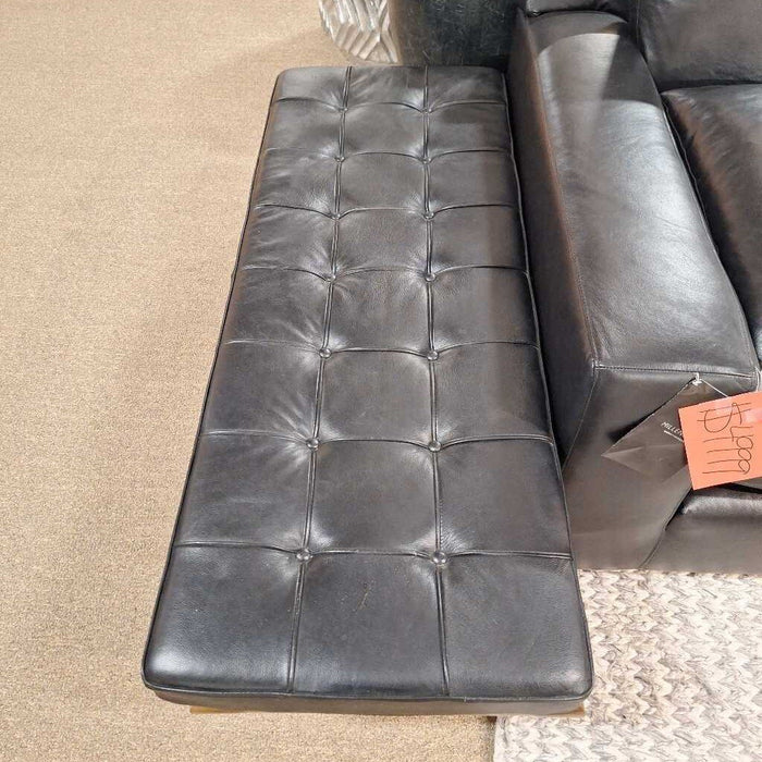 Leather/Wood Tufted Bench (BAH)