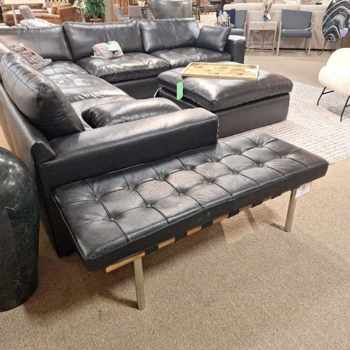 Leather/Wood Tufted Bench (BAH)