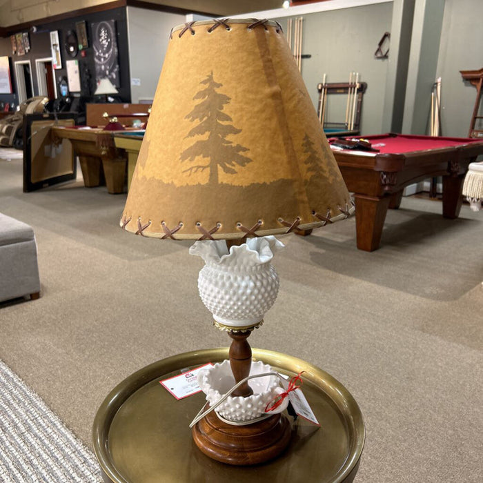 Wood+White Antique Glass Lamp+Shade(KL)