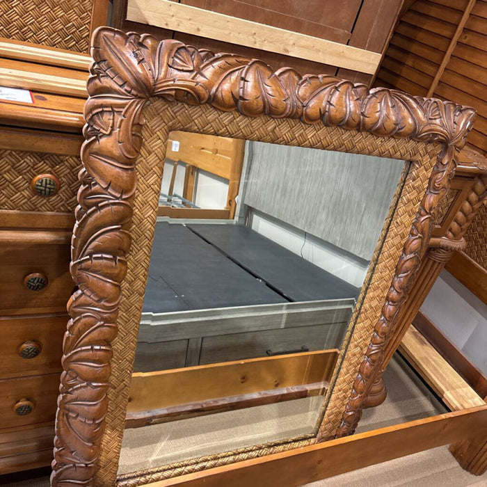 Oak + Wicker Dresser+Mirror (SHK)