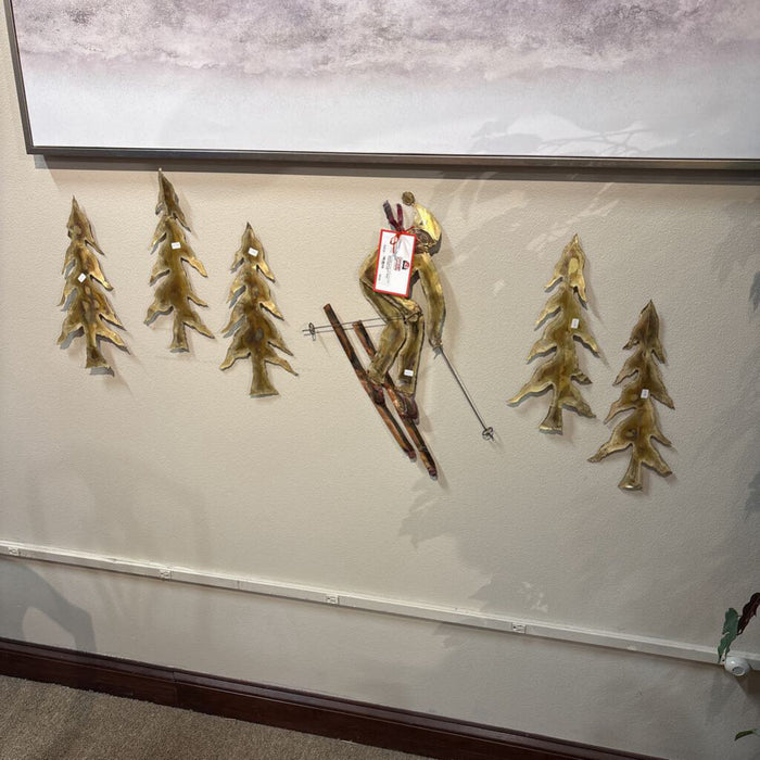 Metal Decor Winter Trees+Skier (LS)