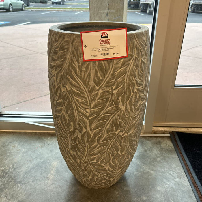 Grey Stone Leaf Pattern Vase (TI)