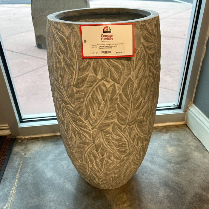 Grey Stone Leaf Pattern Vase (TI)
