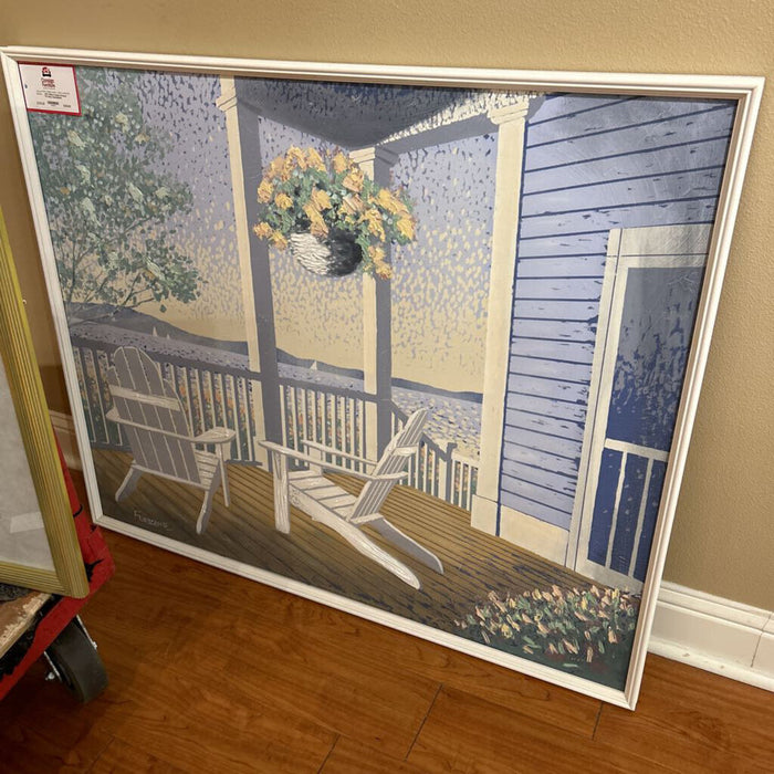 White Framed Artwork W/ Patio Chairs(BAH)
