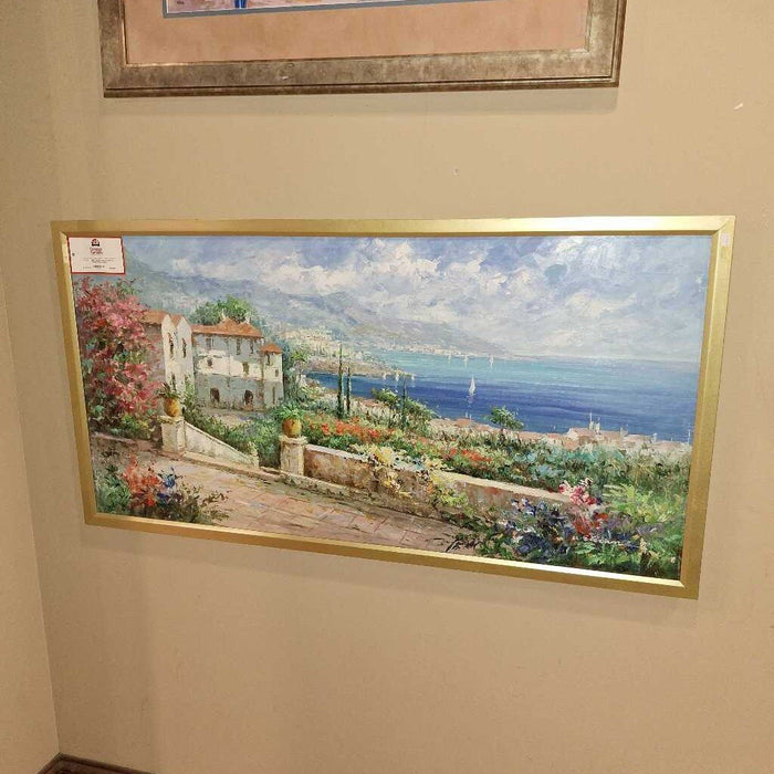 Gold Framed Artwork Of Village+Water (BAH)