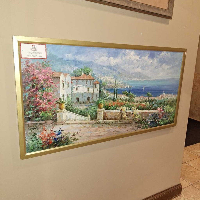 Gold Framed Artwork Of Village+Water (BAH)