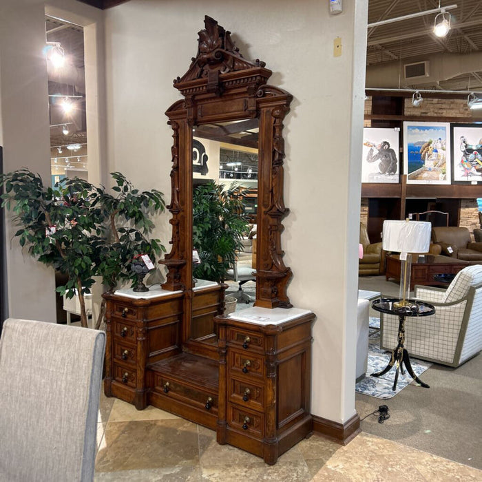 Large Ornate Wood Marbletop Vanity(BAHH)