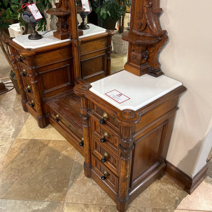 Large Ornate Wood Marbletop Vanity(BAHH)