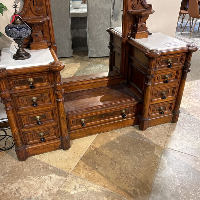 Large Ornate Wood Marbletop Vanity(BAHH)