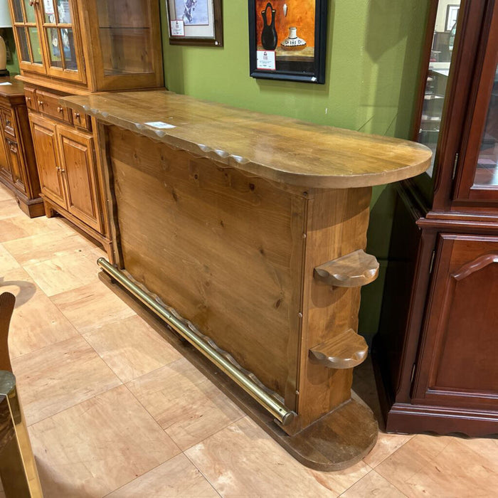 Rustic Wood Bar W/ Gold Foot Rest(ALK)