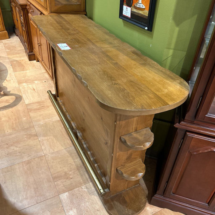Rustic Wood Bar W/ Gold Foot Rest(ALK)
