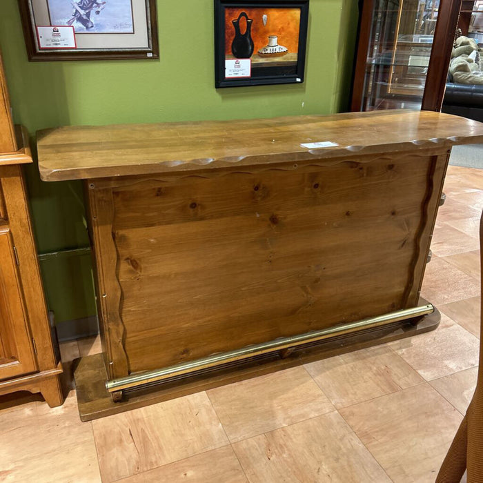 Rustic Wood Bar W/ Gold Foot Rest(ALK)