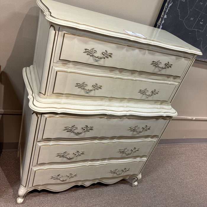 5-Drawer White Antique Tallboy (LSH)