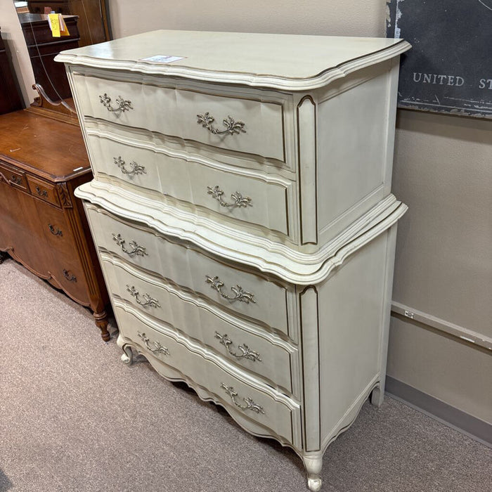 5-Drawer White Antique Tallboy (LSH)
