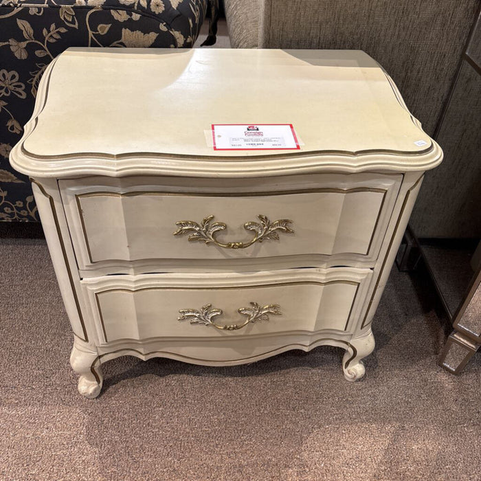 2-Drawer White Antique Nightstand (KL)