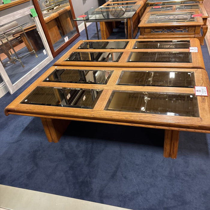 4 Glass Insert Oak Coffee Table (BAH)