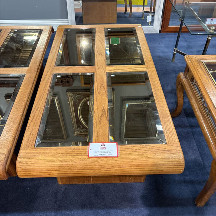 4 Glass Insert Oak Coffee Table (BAH)