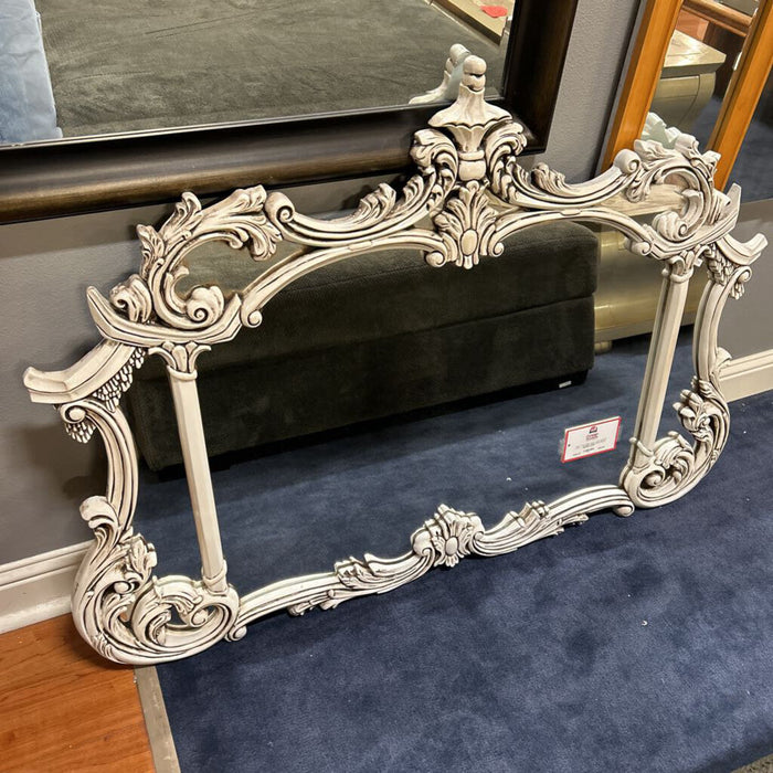 White Ornate Wood Wall Mirror(ATH)
