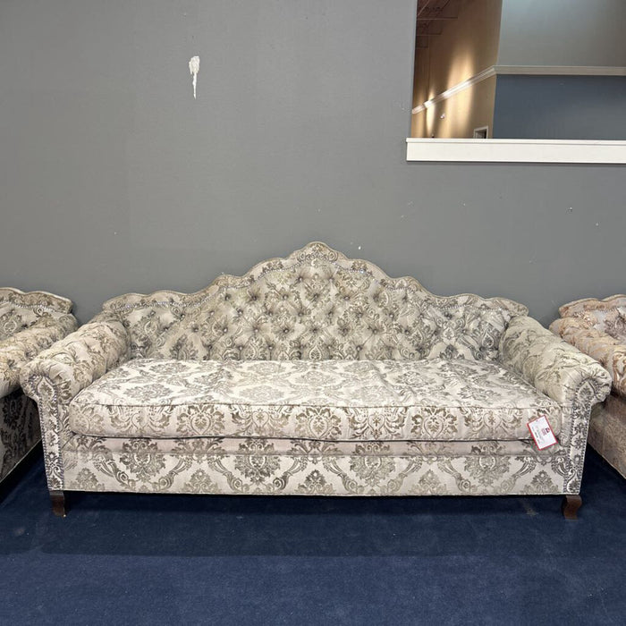White Paisley Tufted Fabric NH Sofa(LAMK)