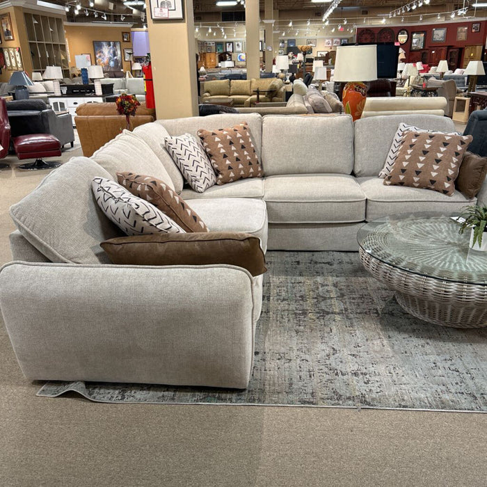 3pc Grey Fabric Sectional+Ottoman(BLSH)