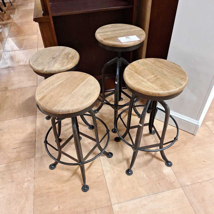 S/4 Rounded Barstools w/ Tan Wood Seat(LSH)