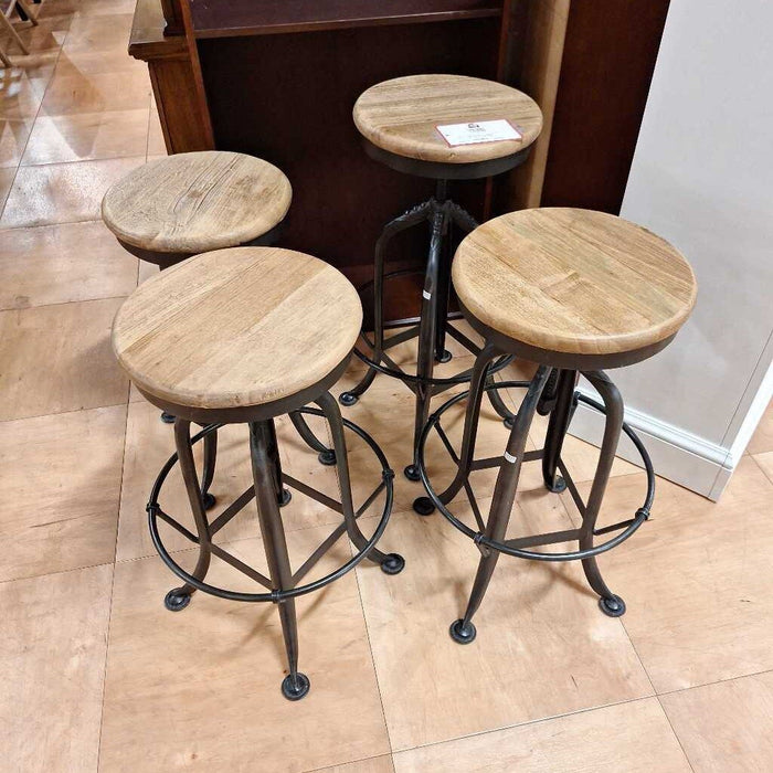 S/4 Rounded Barstools w/ Tan Wood Seat(LSH)