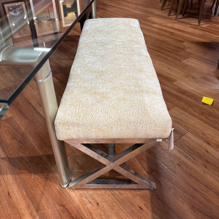 Tan Fabric Upholstered Bench w/ Metal(BAH)