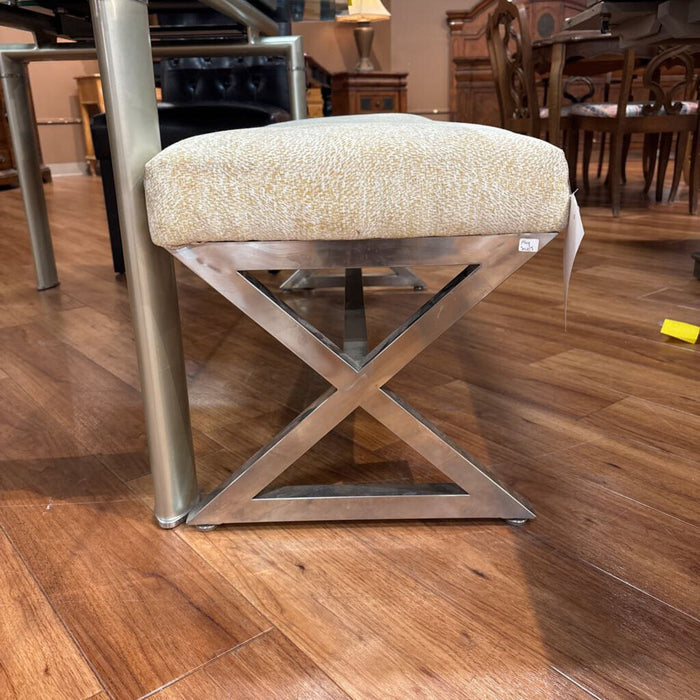 Tan Fabric Upholstered Bench w/ Metal(BAH)