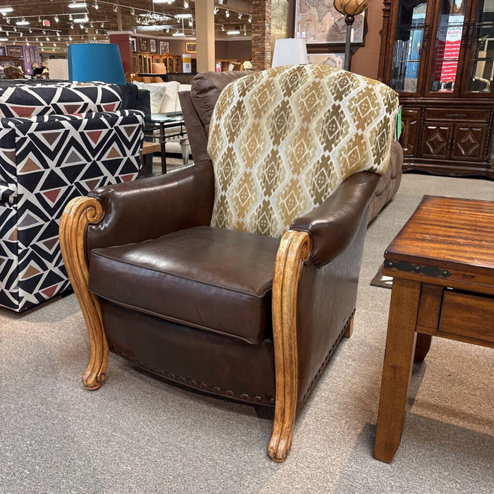 Leather/Fabric Multi-Tone Accent Chair(LSH)