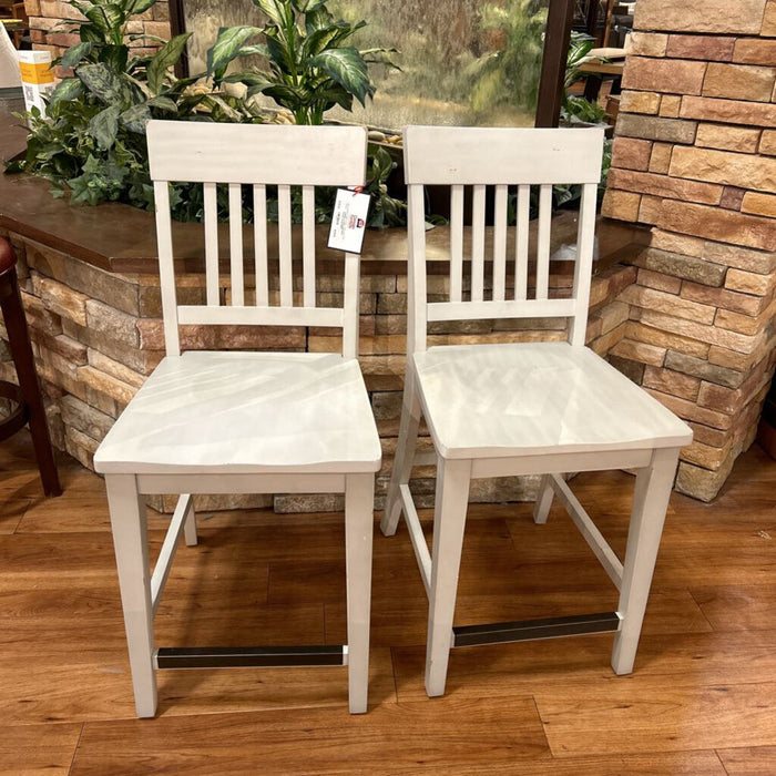 x2 White Slat Back Counter Stools (BMT)