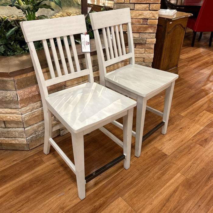 x2 White Slat Back Counter Stools (BMT)