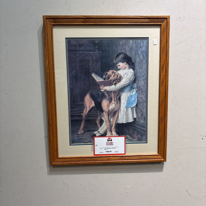 Child/Hound Reading Art(LS)
