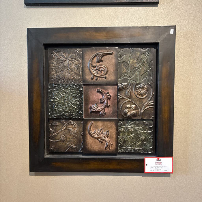 Ornate Brown 9-Tile Paisley Wall Art(SK)