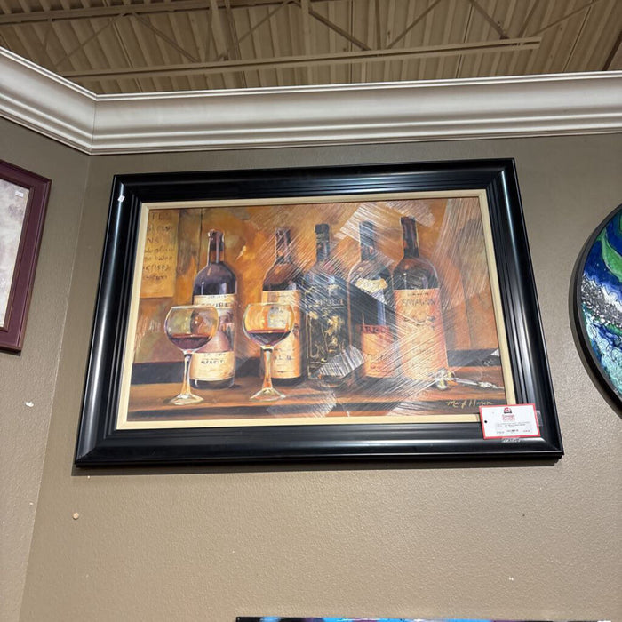Black Framed 5-Bottle Wine Art(TI)