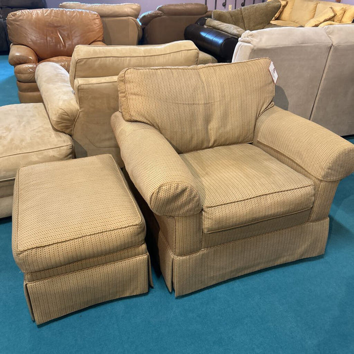 E.A Tan Fabric Chair+Ottoman (LHA)