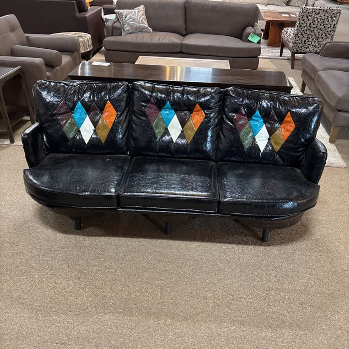 Black Leather Upholstered Multi-Color Sofa(BTTK)